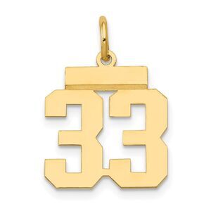 14k Yellow Gold, Athletic Collection, Small Polished Number 33 Pendant